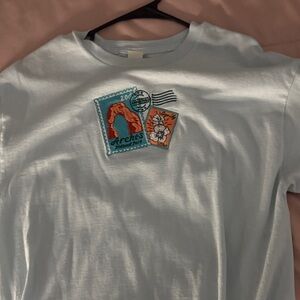 Altar'd State Light Blue Tee with Stamp Design